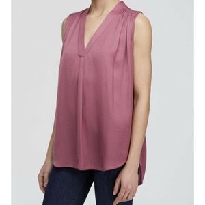 Vince Blouse Silk Shirred Shoulder Purple